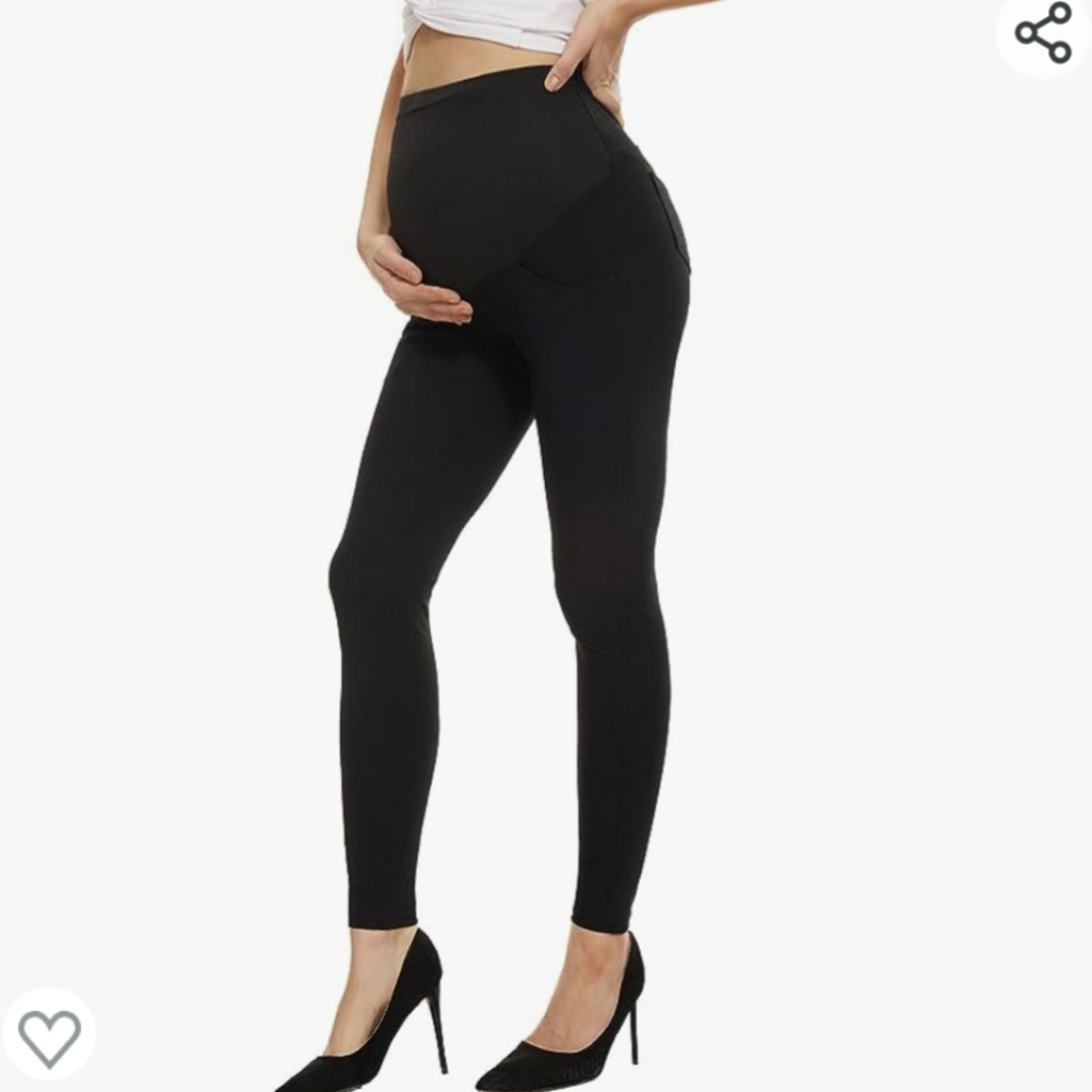 New Tagoo Faux leather Maternity Black Leggings Size Medium